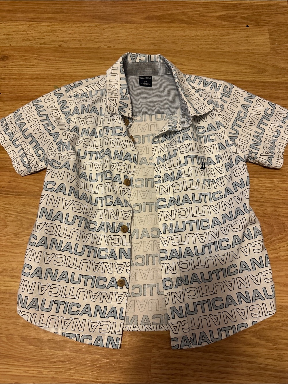 Nautica White & Blue Logo Print Short-Sleeve Shirt
